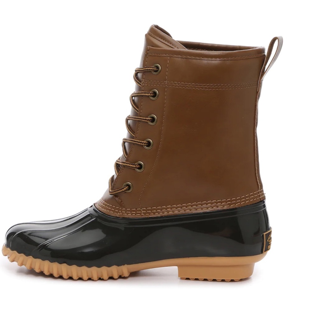 WOMANS WATERPROOF BROWN BLACK SPORTO DUCK BOOTS PULL ON LACE UP - Picture 3 of 9